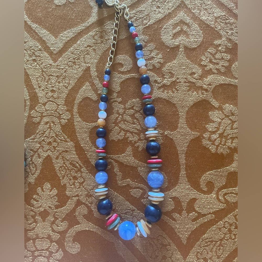 Vintage Liz Claiborne, red white and blue necklace